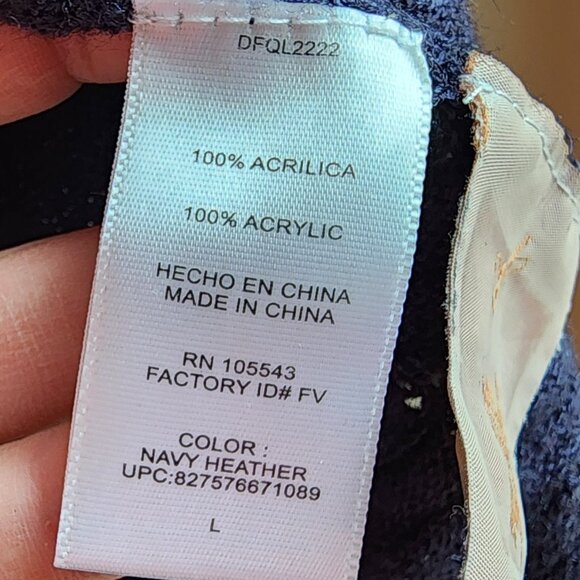 Daisy Fuentes Long Sleeve Navy Blue Scoop Neck Baby Doll Sweater Size Large - Picture 9 of 16